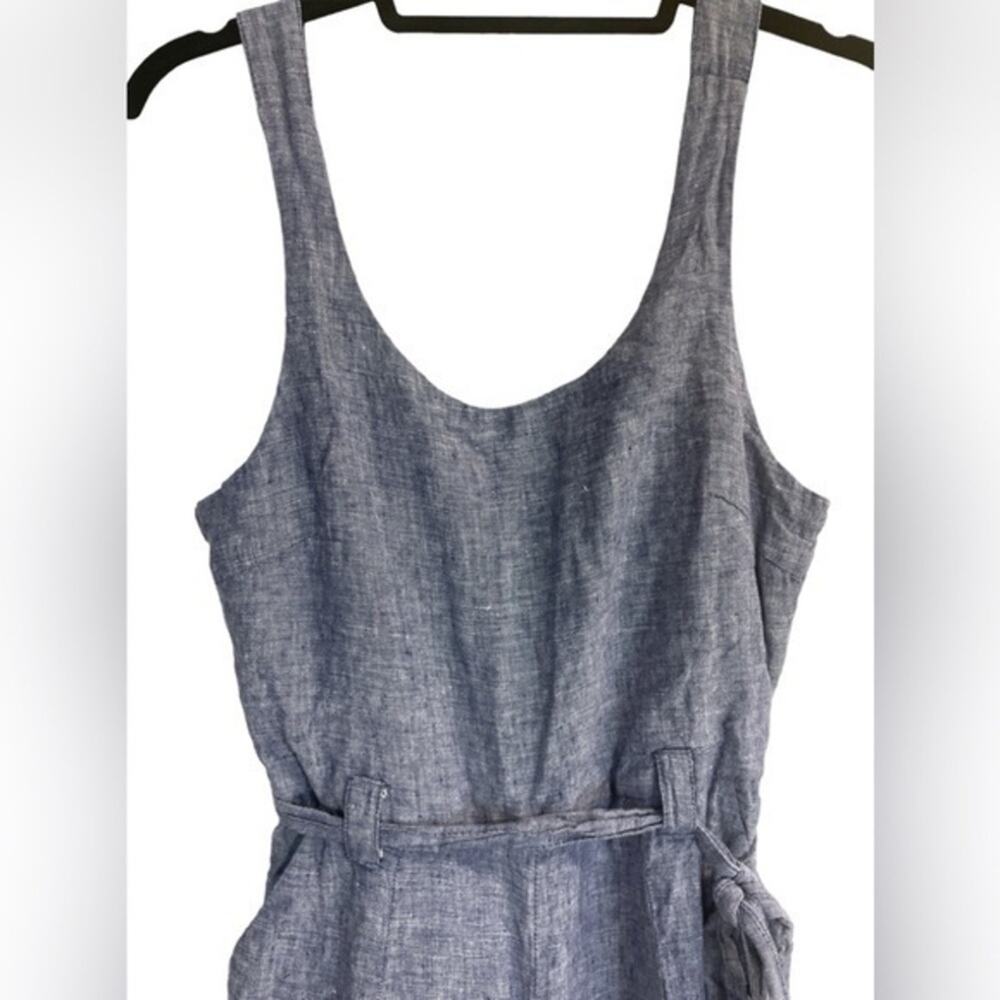 Rachel Zoe Jumpsuit Linen Scoop neck tank Belted Cropped Pants Size 2 - Picture 2 of 8